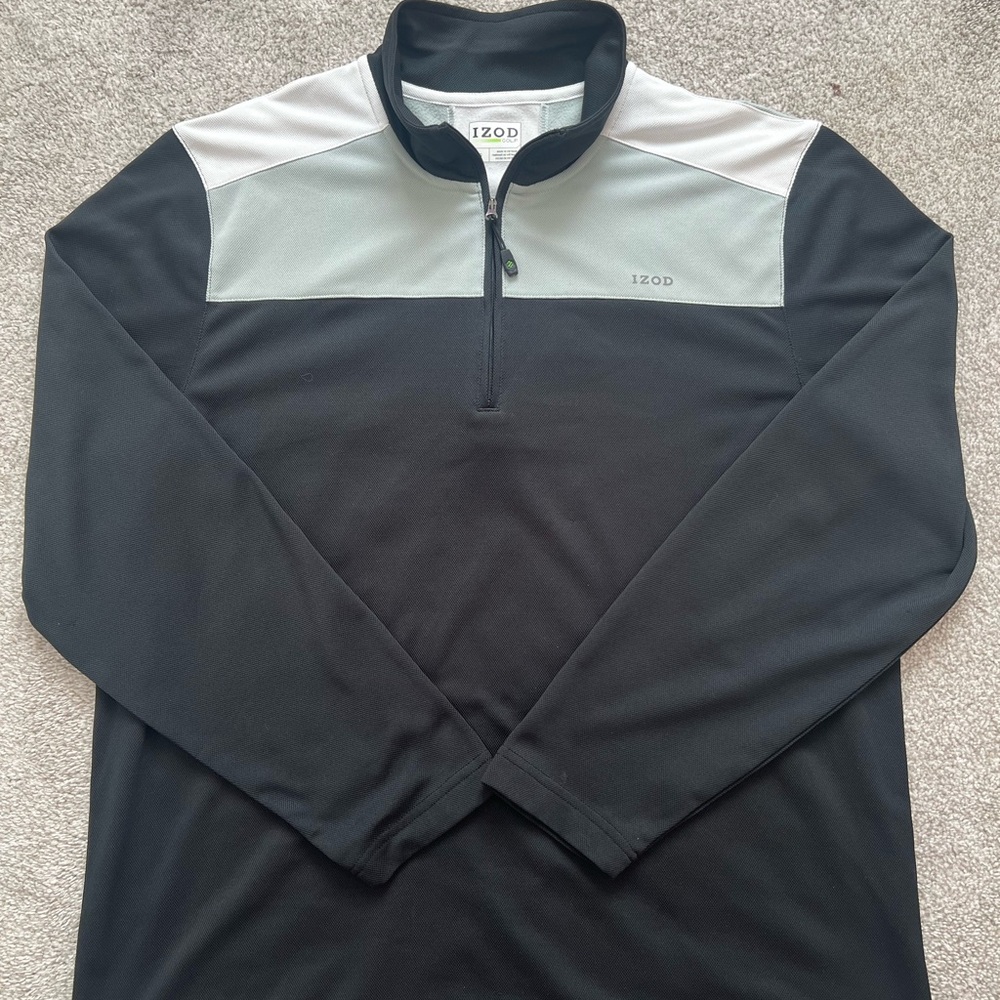 Izod Golf Black and Gray Zip Pullover